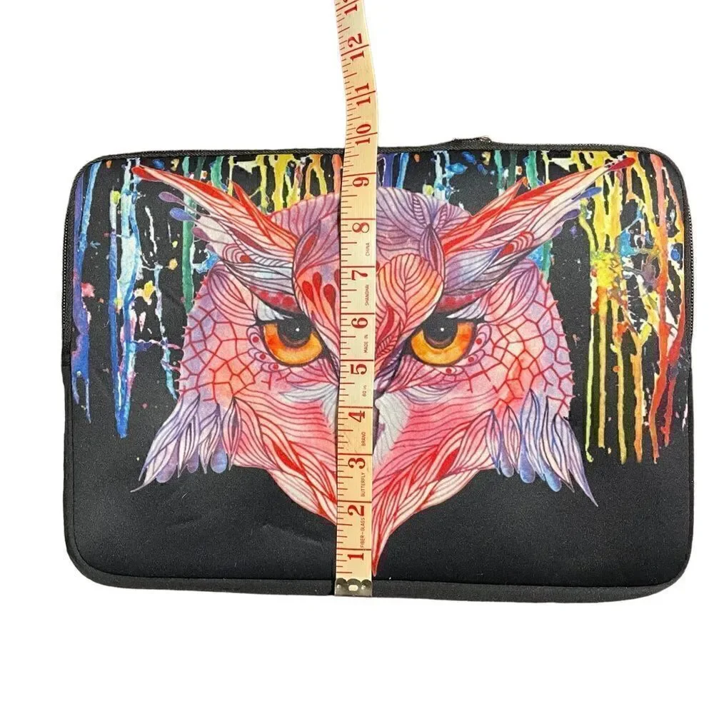 Psychedelic owl neoprene  laptop sleeve bag